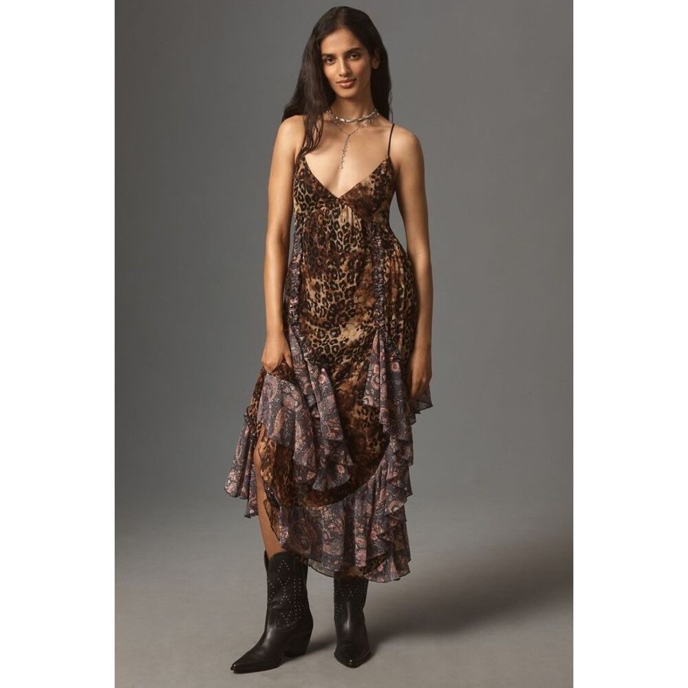 Anthropologie Ruffled Chiffon Maxi Dress - Picture 4 of 12